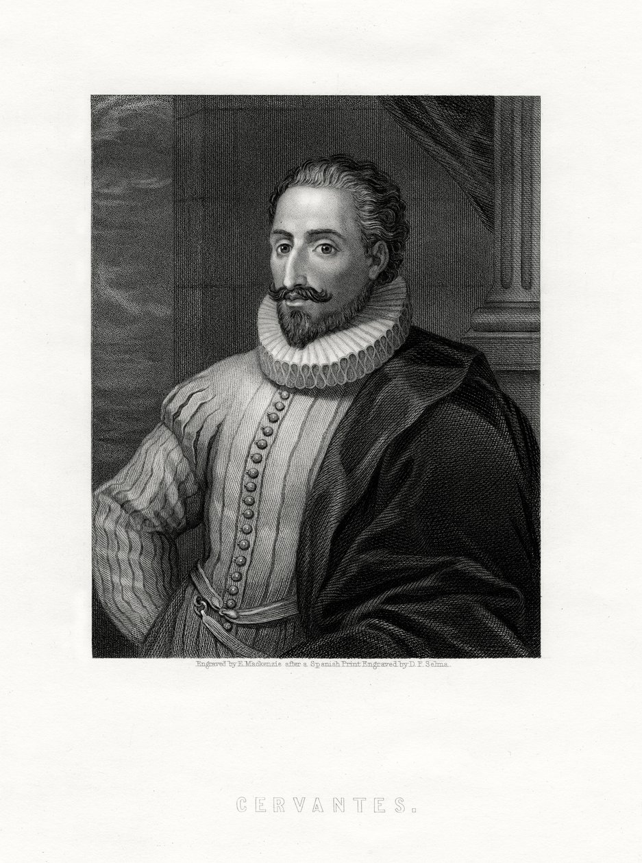 Miguel de Cervantes, romanziere, poeta e drammaturgo spagnolo, XIX secolo da E. Mackenzie