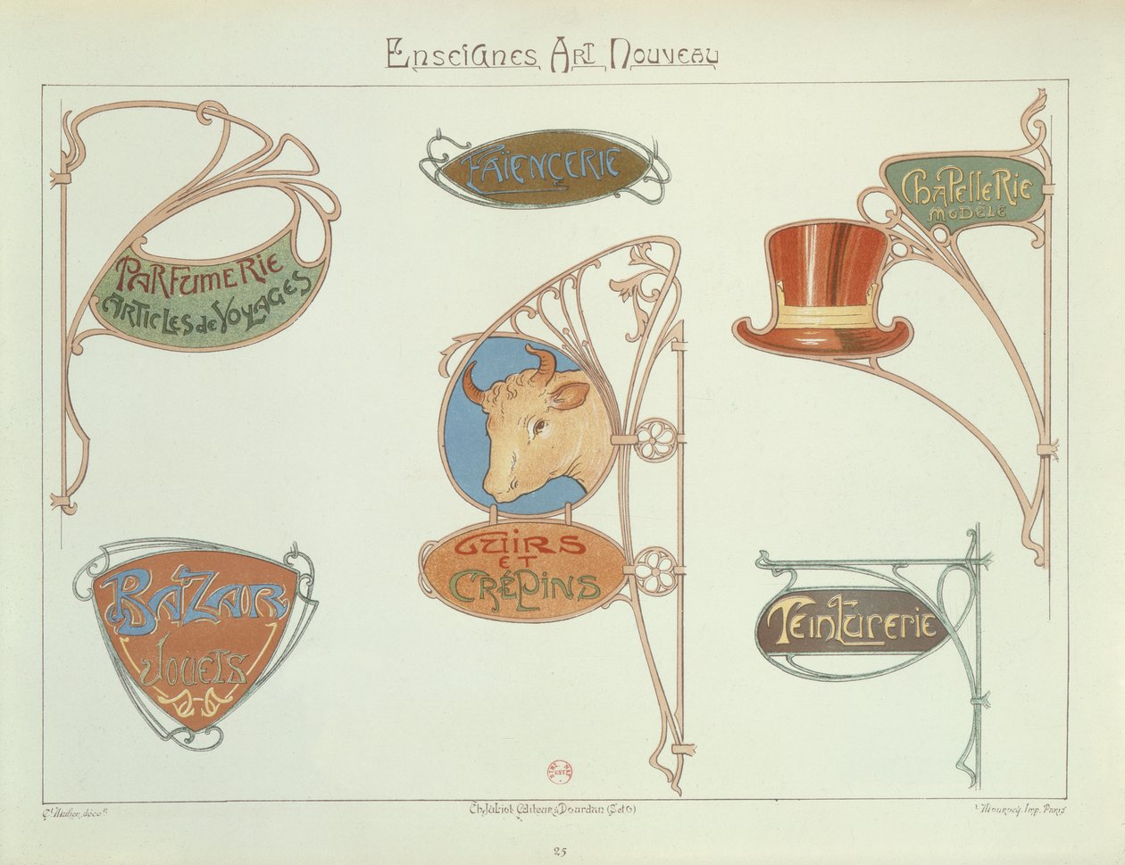 Insegne di negozi Art Nouveau, 1903 da E. Mulier