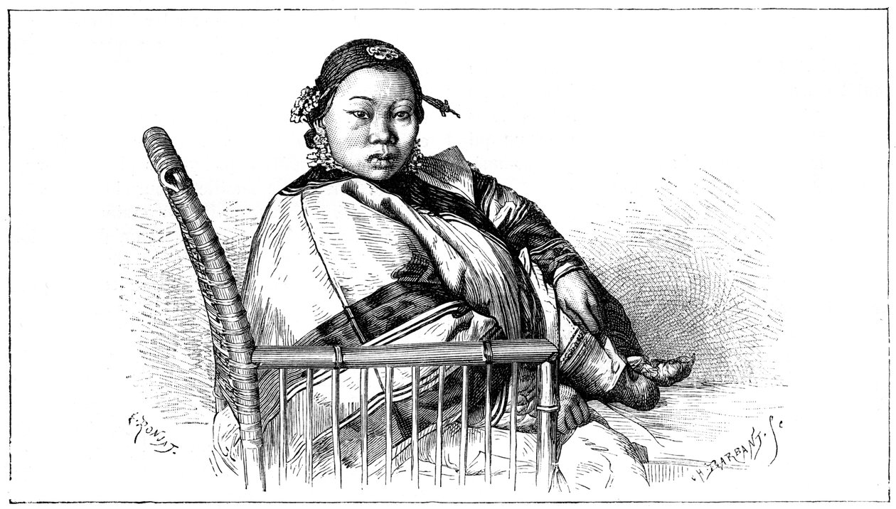 Donna con piedi legati, Cina da Etienne Antoine Eugene Ronjat