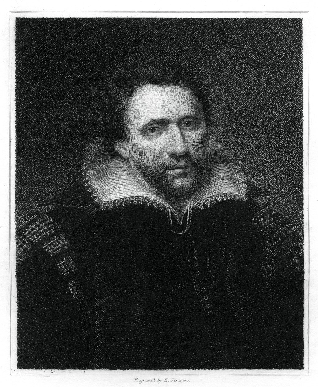 Benjamin Jonson, drammaturgo, poeta e attore del Rinascimento inglese, 1834 da E. Scriven