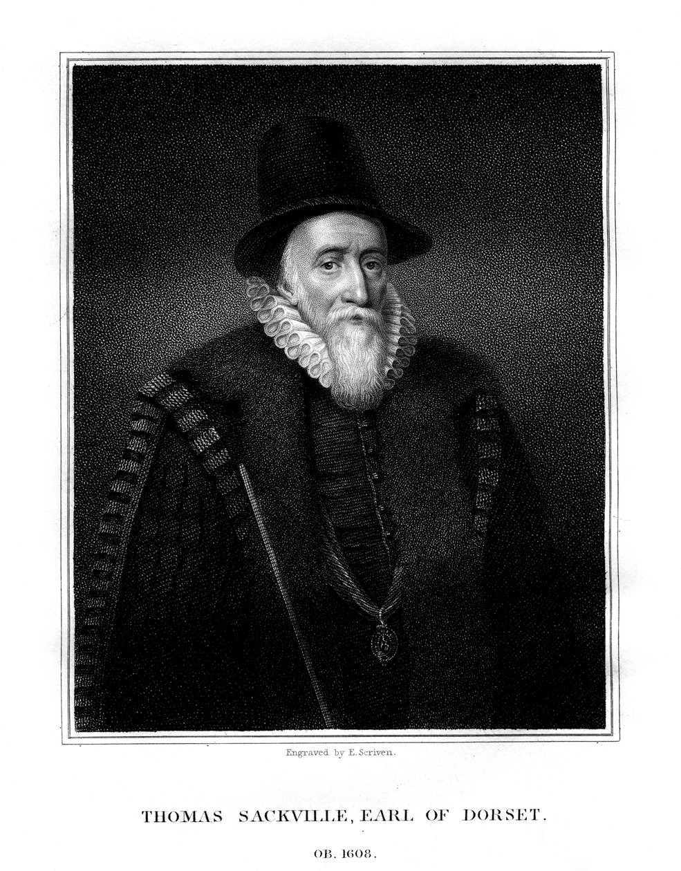Thomas Sackville, 1° Conte di Dorset, statista e poeta inglese, 1824 da E. Scriven
