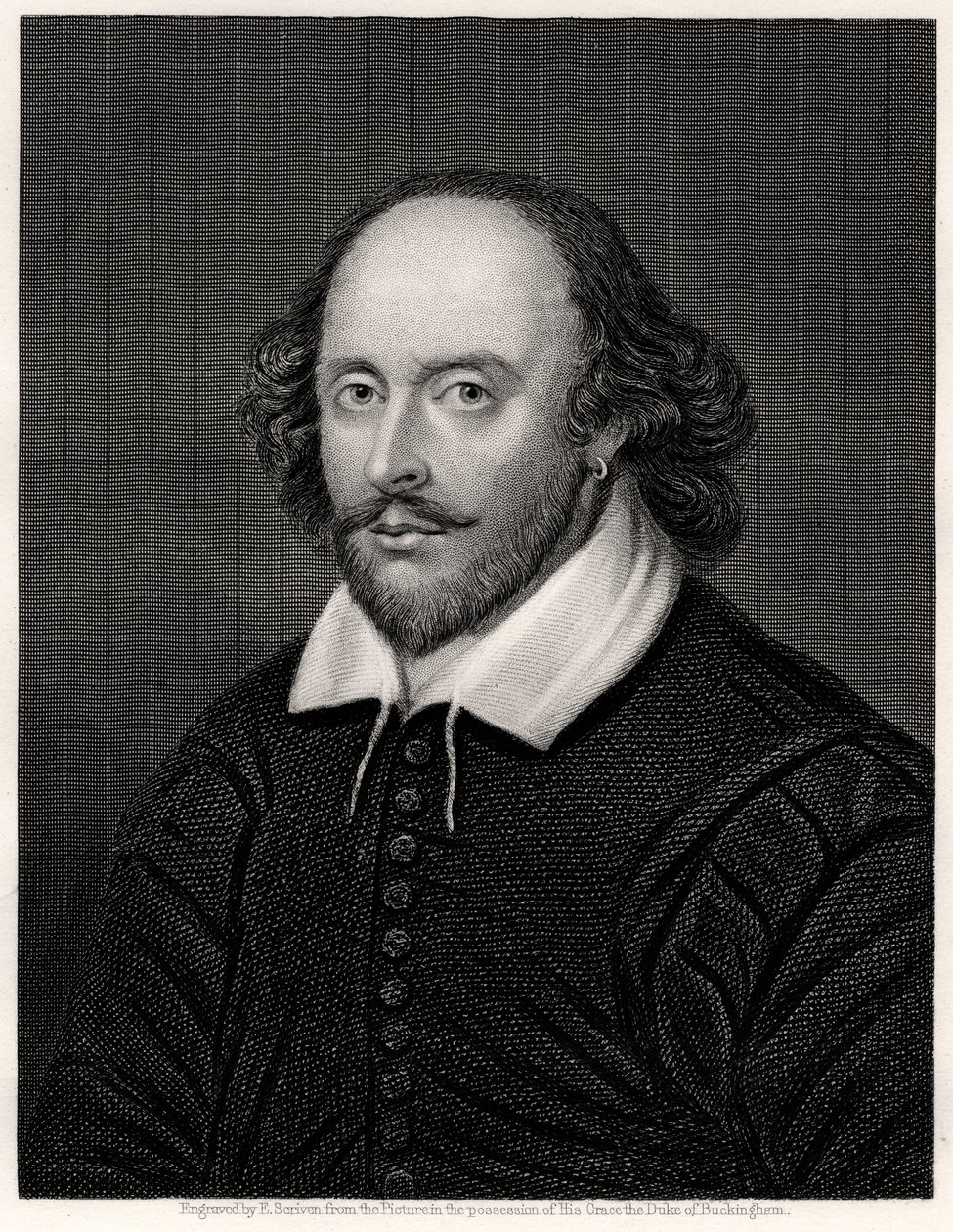 William Shakespeare, drammaturgo inglese, XIX secolo da E. Scriven