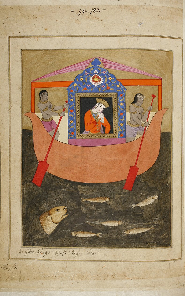 Illustrazione al poema epico Il cavaliere nella pelle di pantera di Shota Rustaveli, XVIII secolo da E. Ts. Tseretliseuli