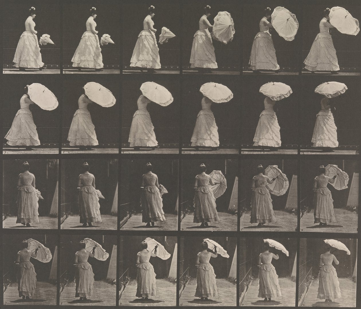 Donna che apre un parasole da Eadweard Muybridge