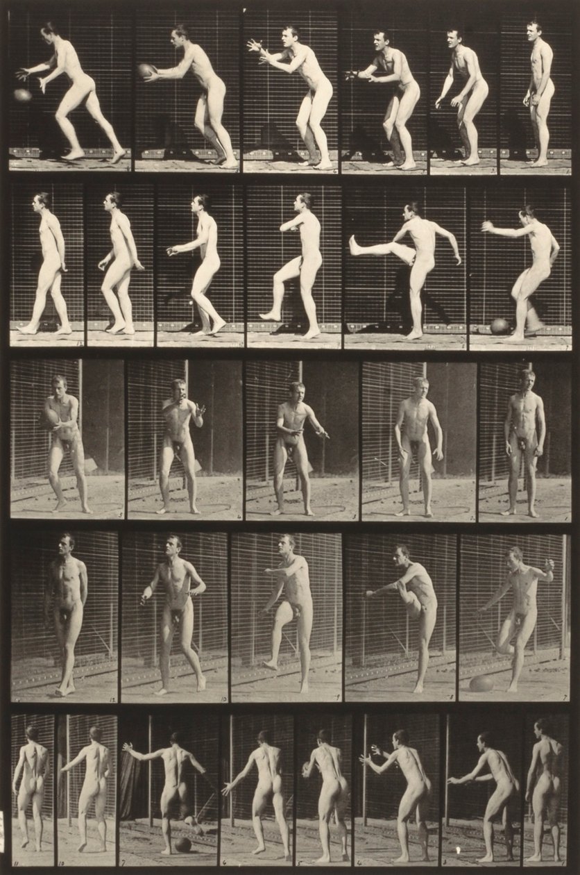 Locomozione animale (piatto 300) (Uomo che calcia una palla) da Eadweard Muybridge
