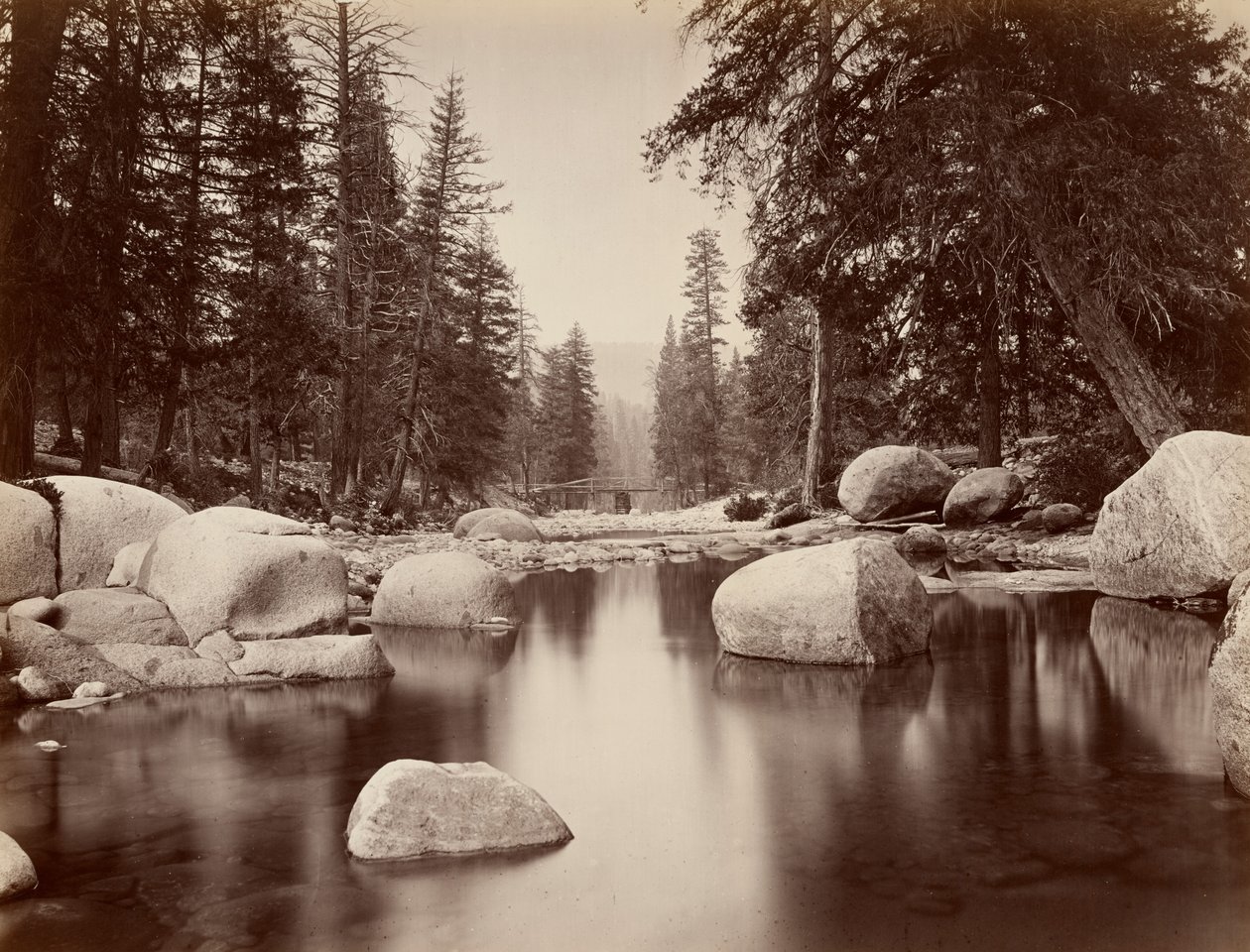 Clark  Moore, fiume Merced, Yosemite da Eadweard Muybridge
