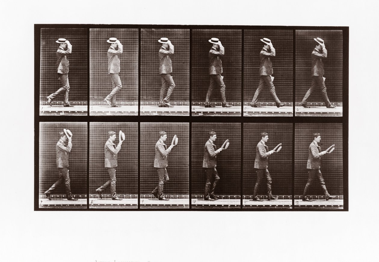 Uomo che si toglie il cappello, Tavola 44 da Animal Locomotion, 1887 da Eadweard Muybridge