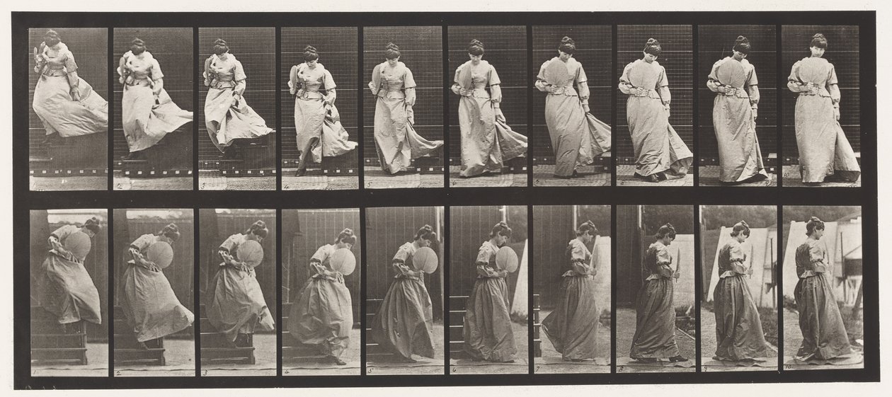 Scendere le Scale, Girando Vestito Impigliato, 1885 da Eadweard Muybridge