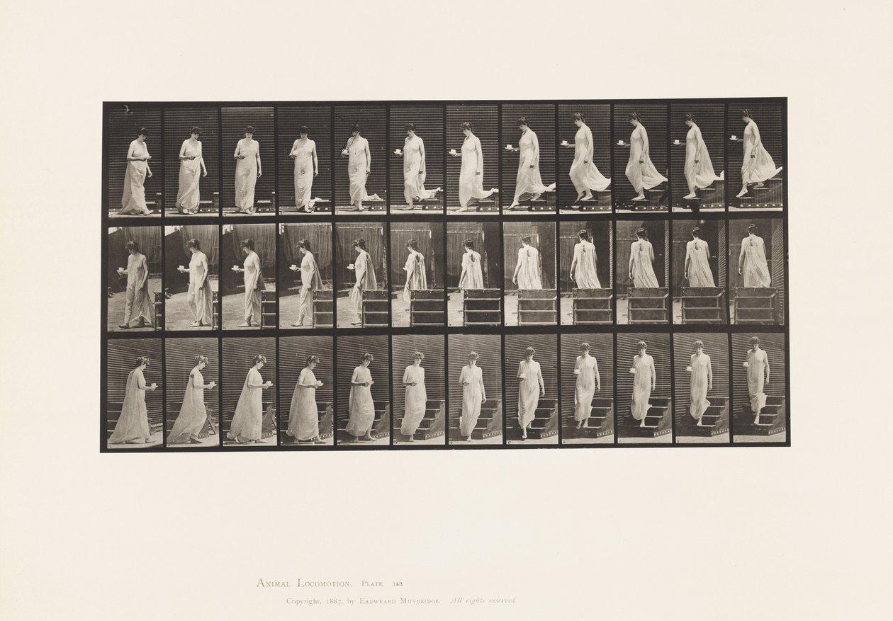 Piatto 143. Scendere la pendenza, girare tazza e piattino nella mano destra da Eadweard Muybridge