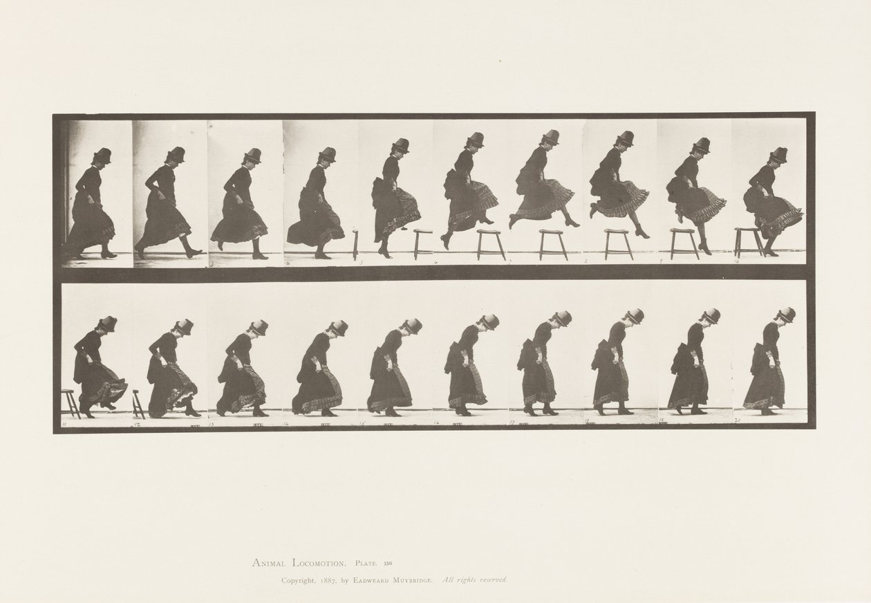 Saltare; Corsa Dritta Salto in Alto, 1885 da Eadweard Muybridge
