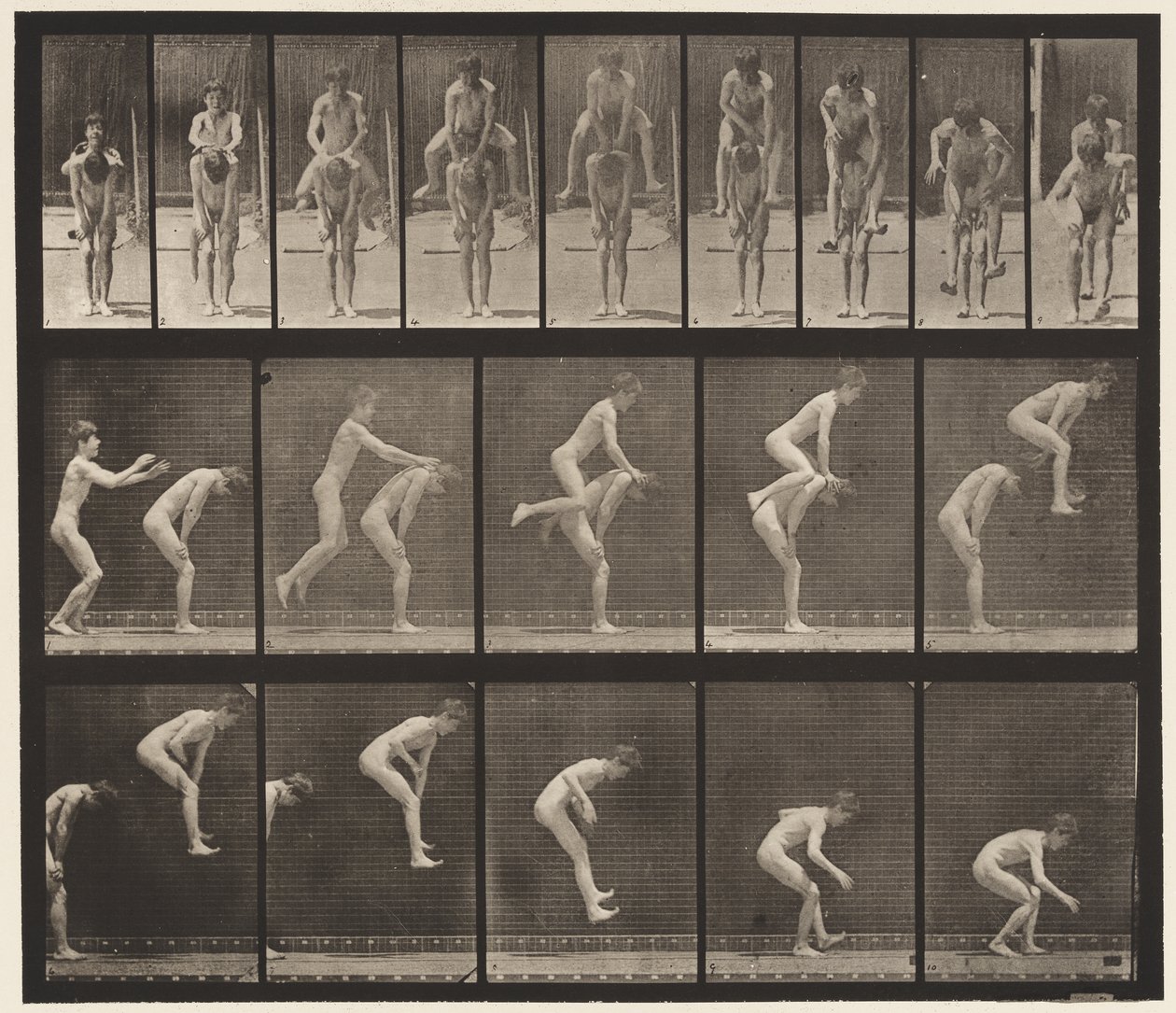 Tavola 167. Saltare; sopra la schiena di un ragazzo (salto della rana) da Eadweard Muybridge