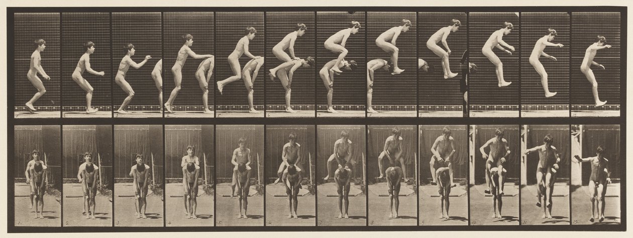 Tavola 168. Saltare; Sopra la schiena di un ragazzo (Salto della rana) da Eadweard Muybridge