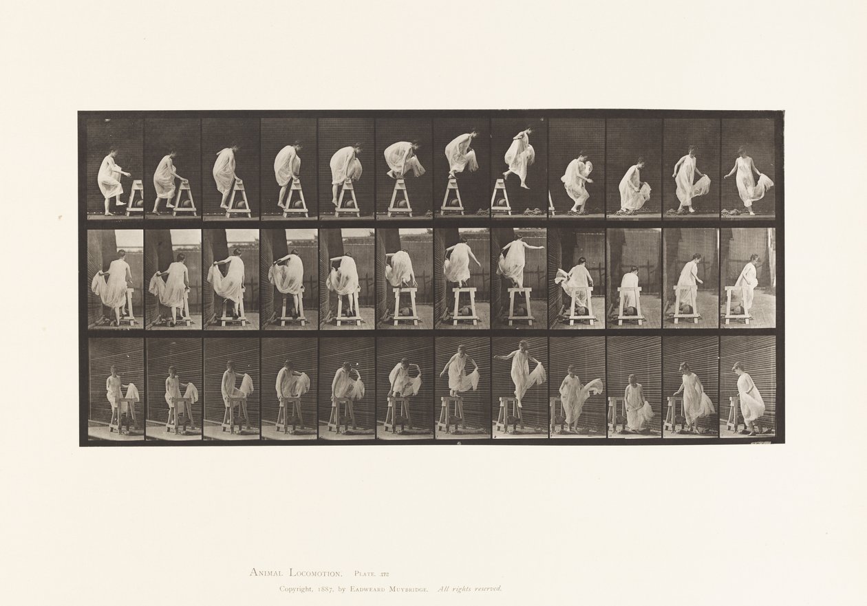 Salire su un cavalletto; saltare giù, girarsi da Eadweard Muybridge