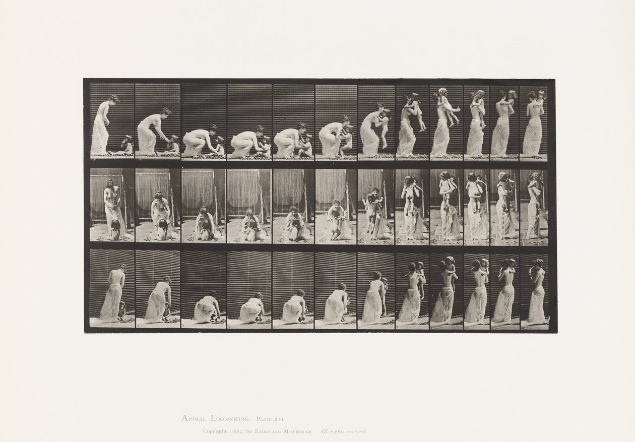 Tavola 214. Sollevando un Bambino (70) da Terra, Girando da Eadweard Muybridge
