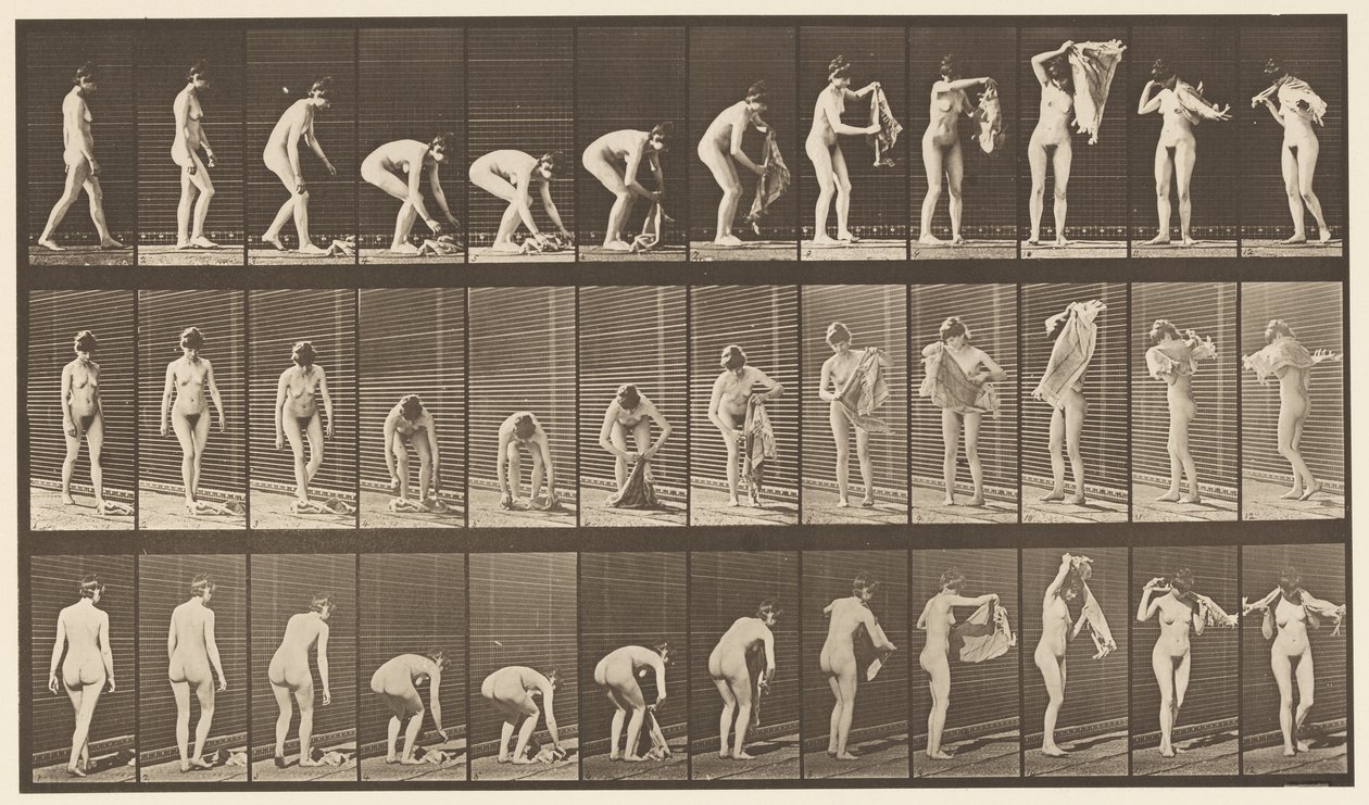 Tavola 227. Sollevare un panno da terra, 1872-1885 da Eadweard Muybridge