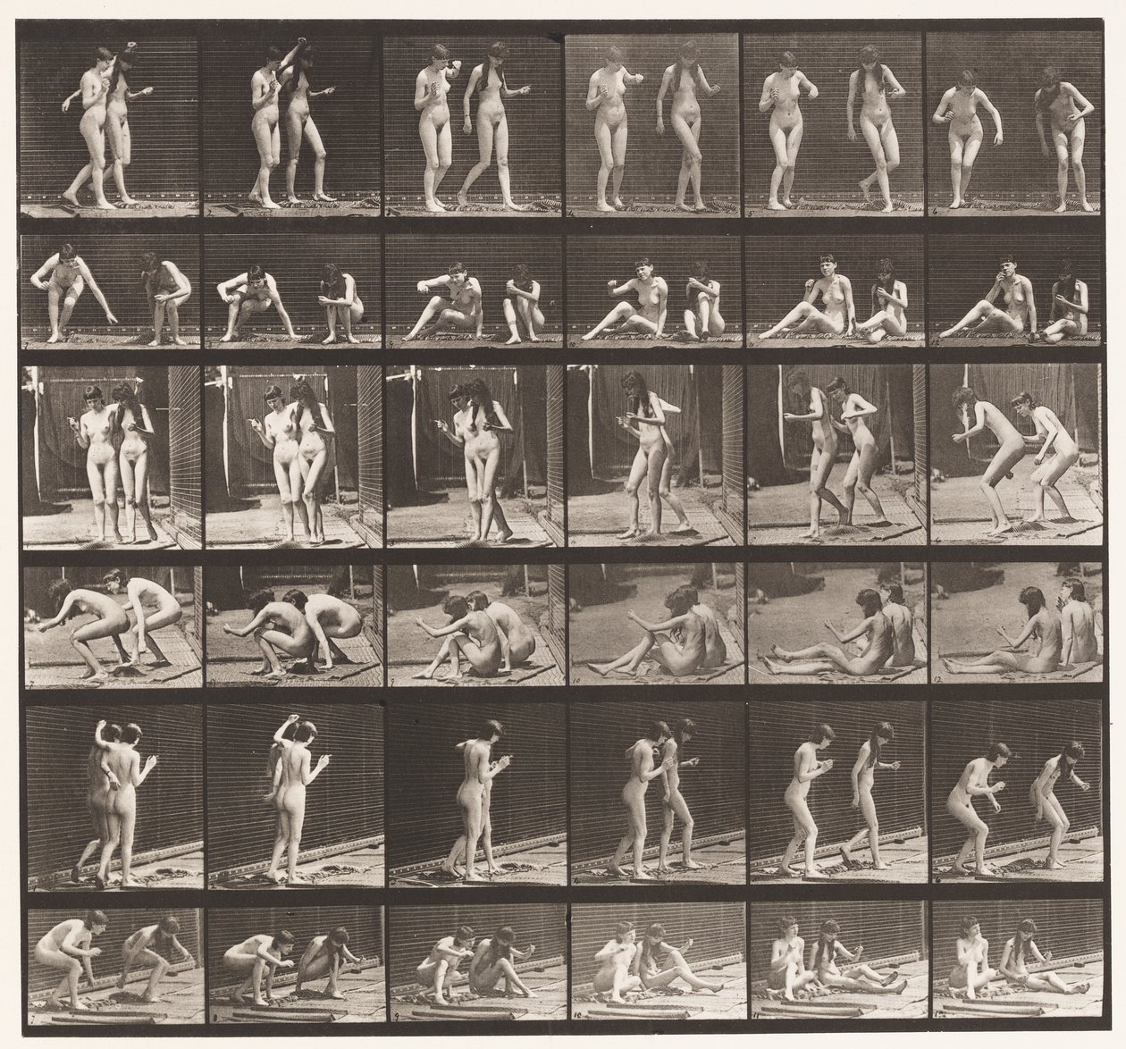 Due modelli che girano seduti a terra da Eadweard Muybridge