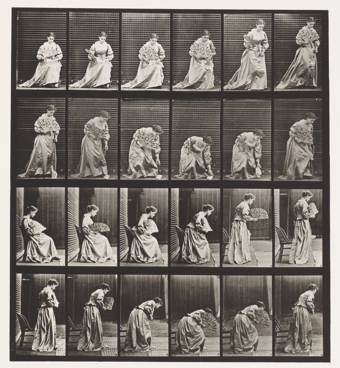 Alzarsi dalla sedia, chinarsi e sollevare un fazzoletto da Eadweard Muybridge