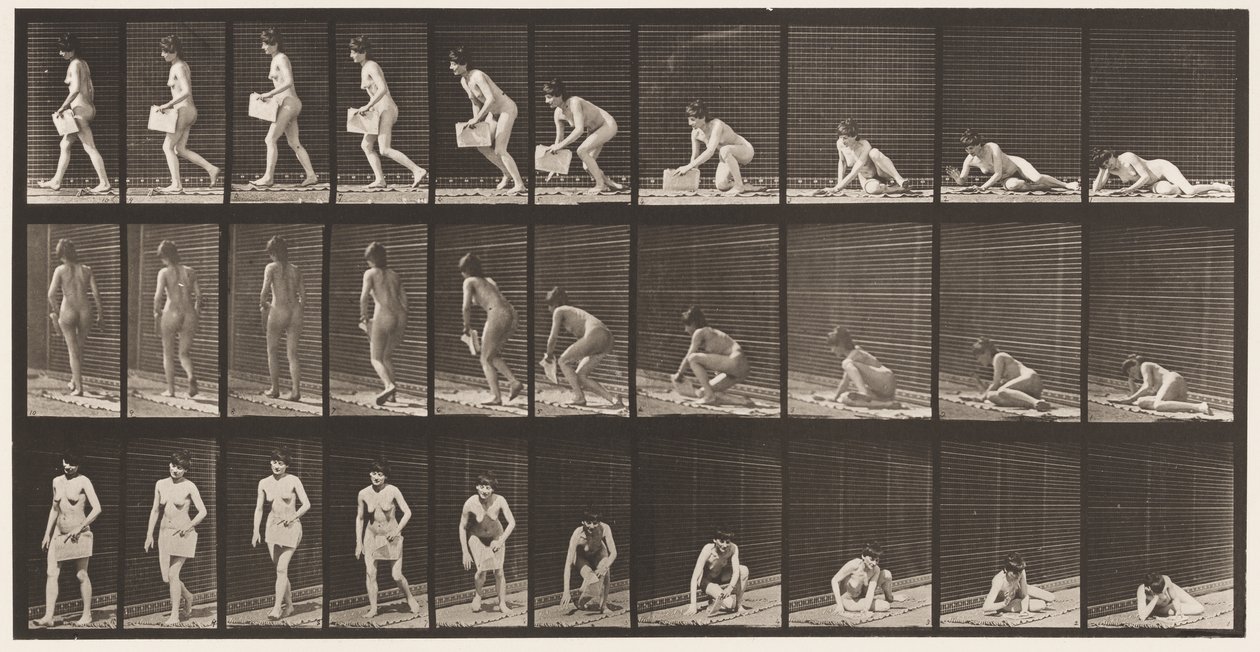 Alzarsi da terra con un giornale nella mano sinistra da Eadweard Muybridge