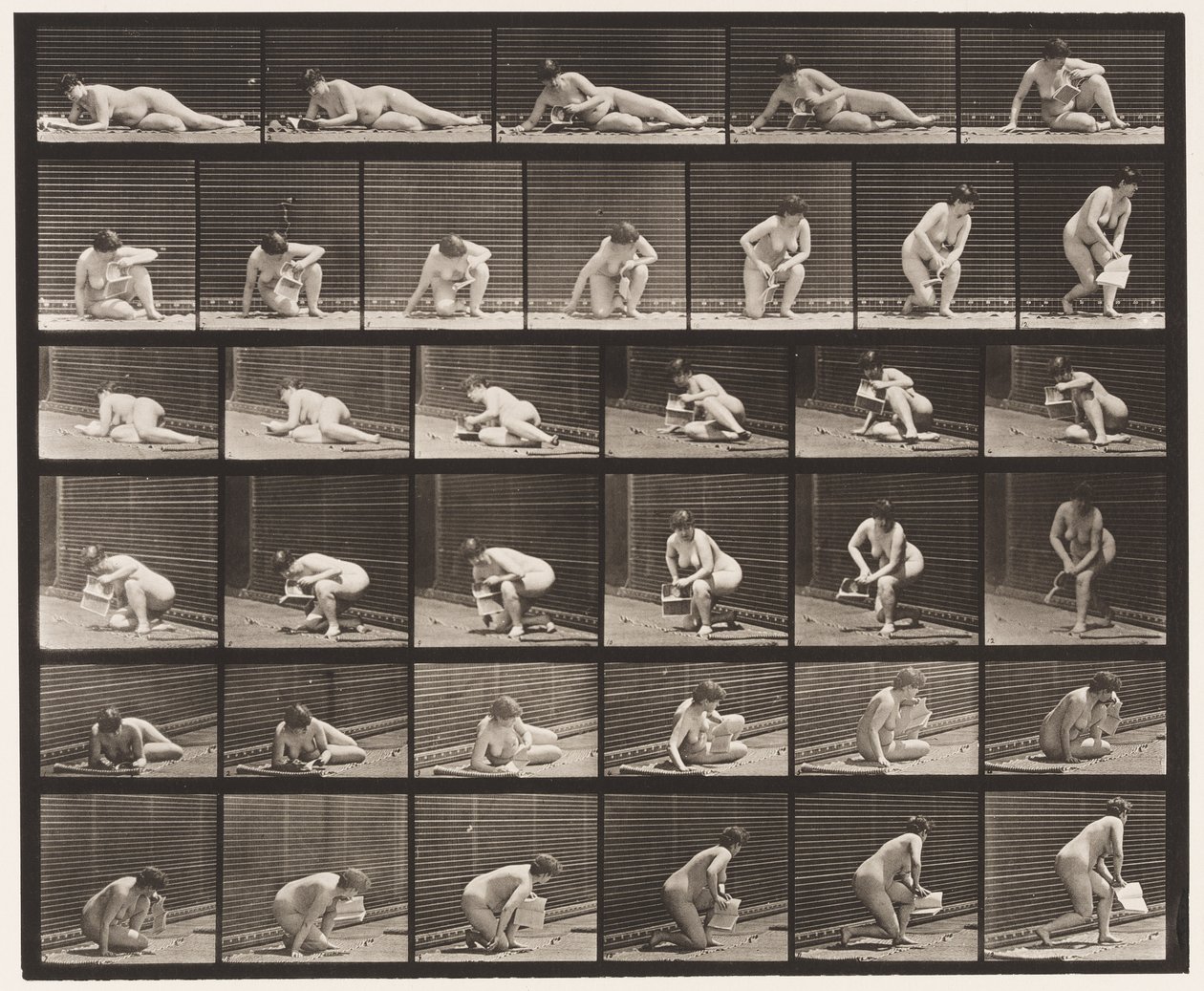 Piastra 270. Alzarsi da terra con un opuscolo nella mano sinistra da Eadweard Muybridge