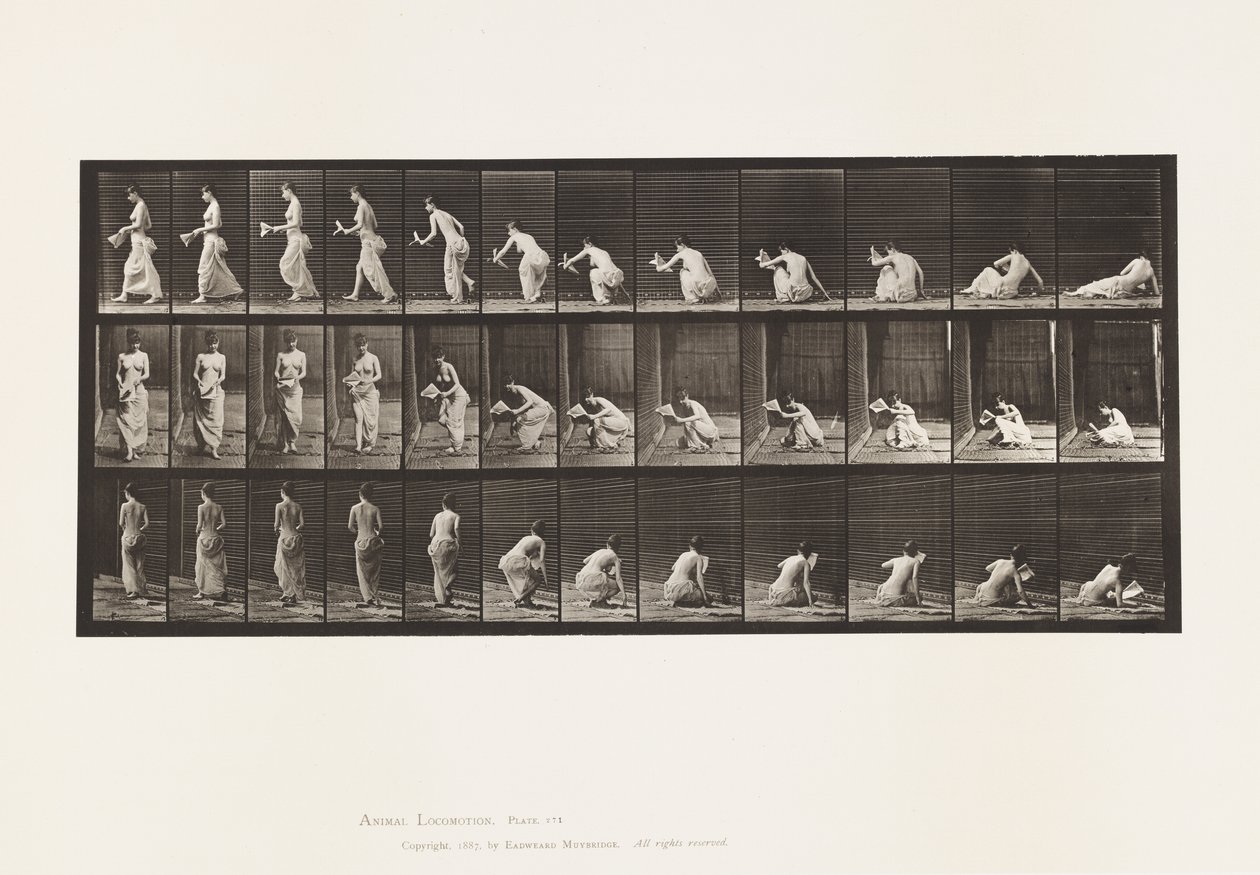 Piatto 271. Alzandosi da terra con un foglio nella mano sinistra da Eadweard Muybridge