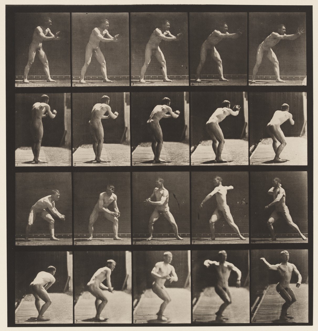 Base-ball; prendere e lanciare, 1885 da Eadweard Muybridge
