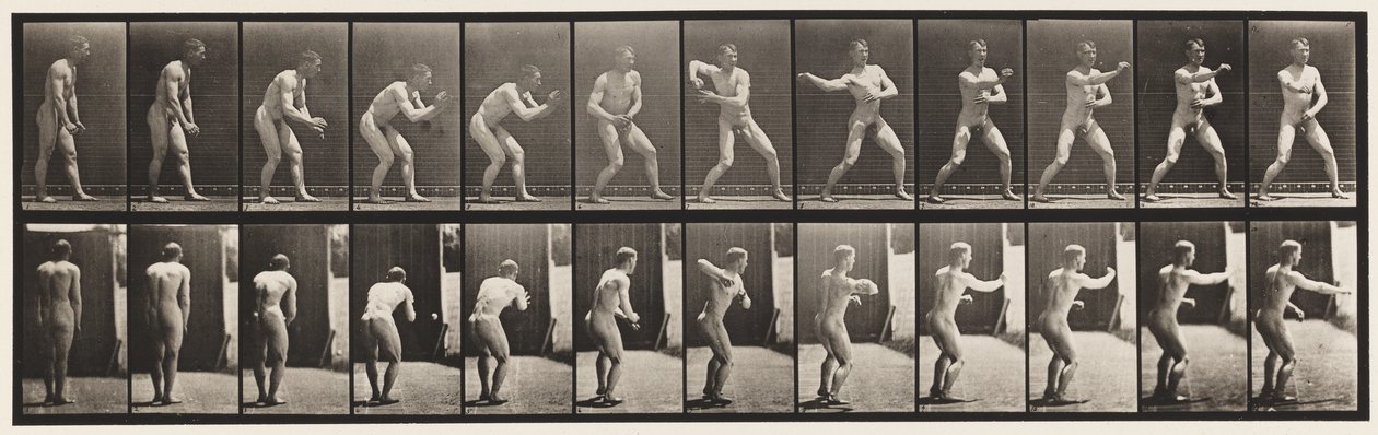 Tavola 285. Baseball; presa e lancio da Eadweard Muybridge