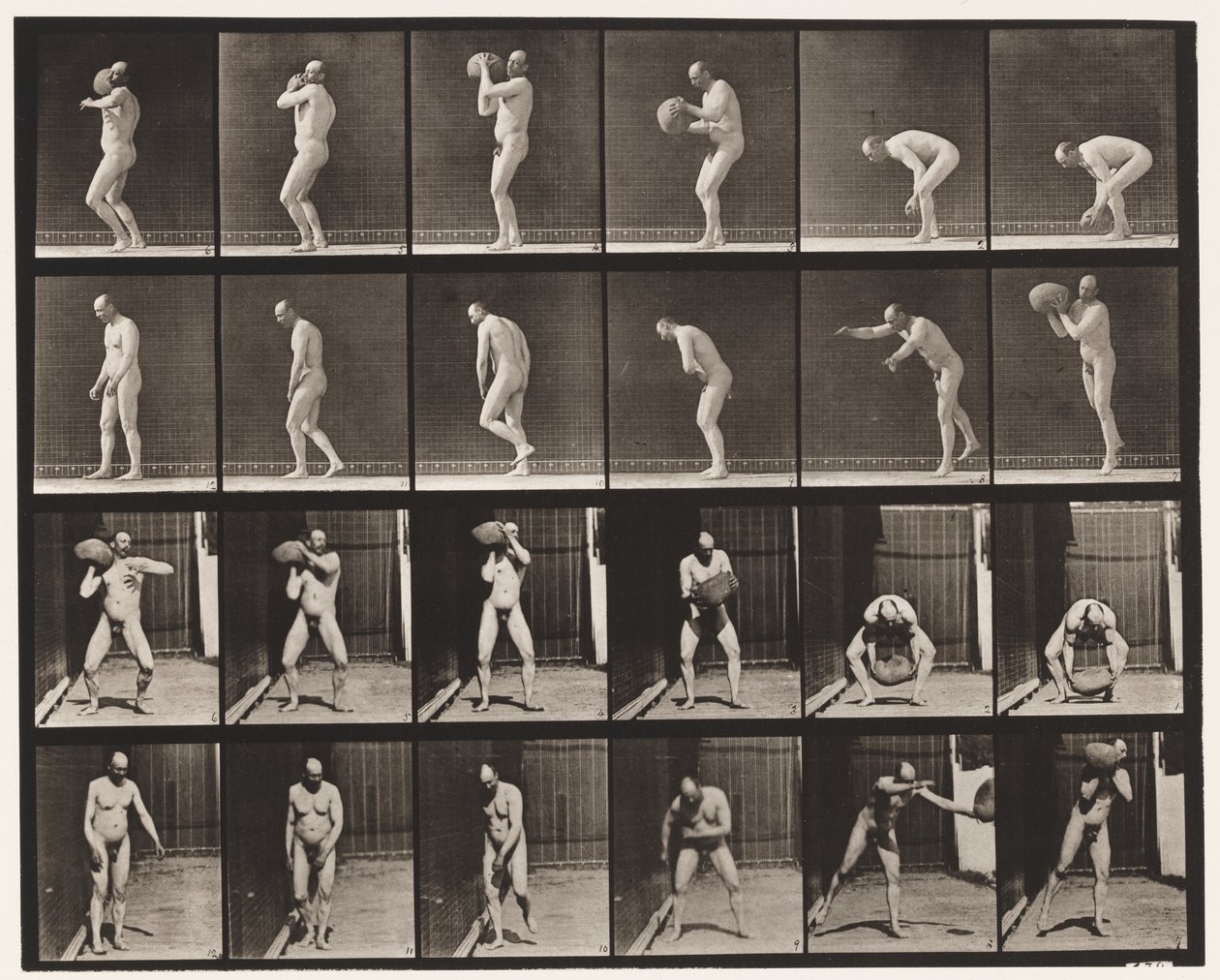 Tavola 312. Sollevare una roccia di 75 libbre da Eadweard Muybridge