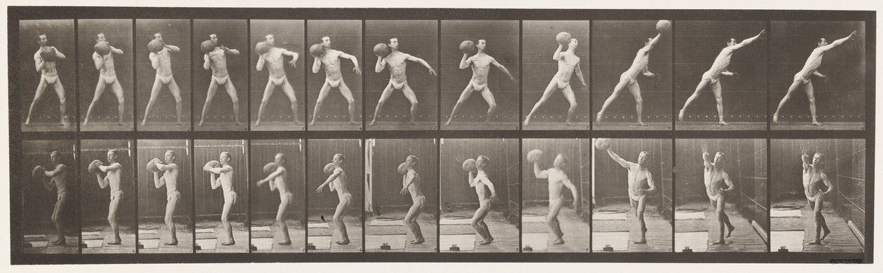 Tavola 319. Sollevare una roccia di 75 libbre da Eadweard Muybridge