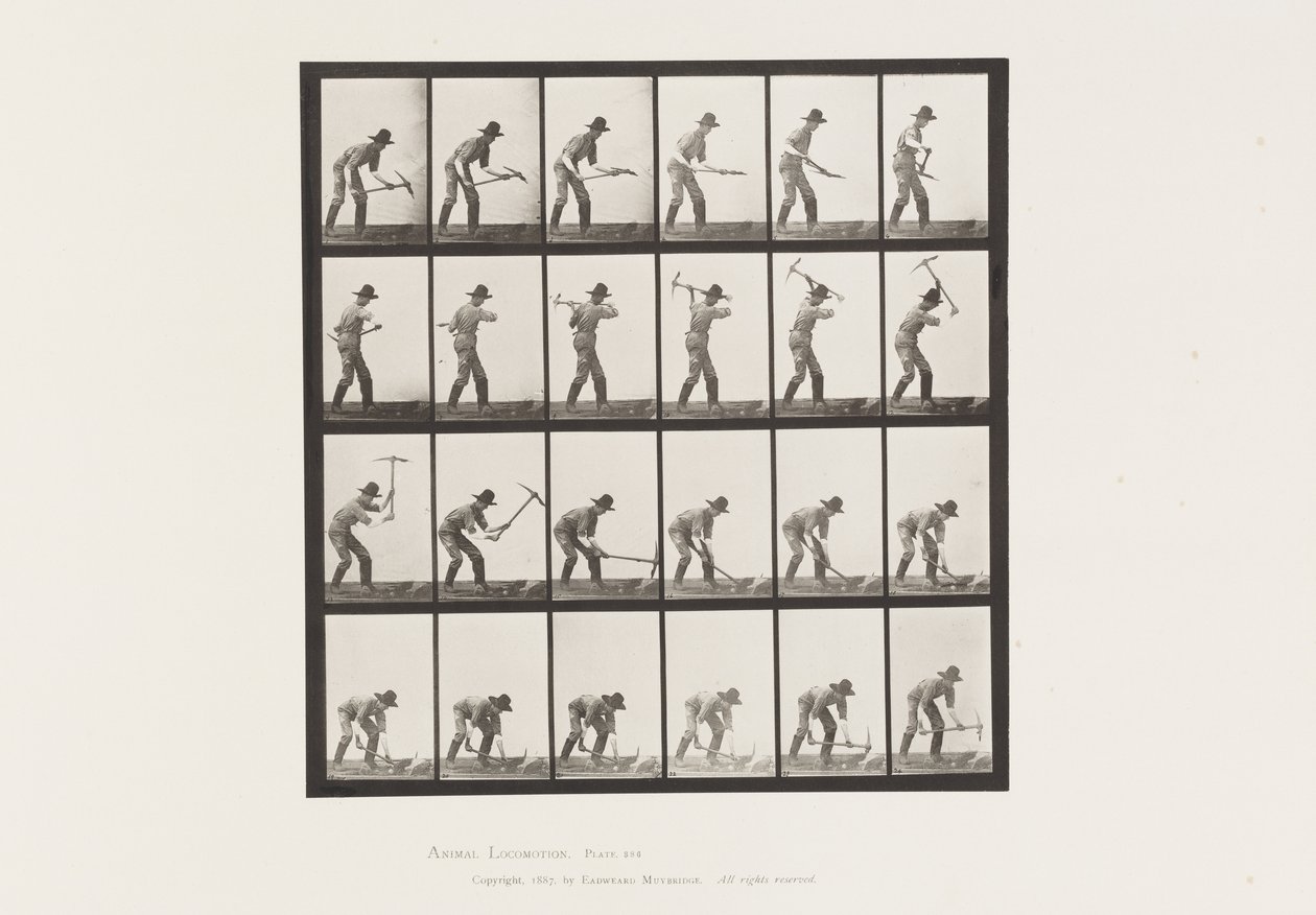 Minatore che usa un piccone da Eadweard Muybridge