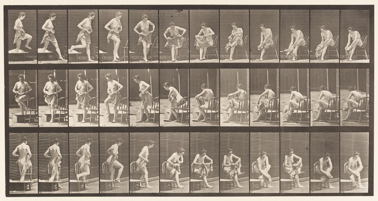 Piastra 410. Uscire dalla vasca da bagno, sedersi, asciugarsi i piedi da Eadweard Muybridge
