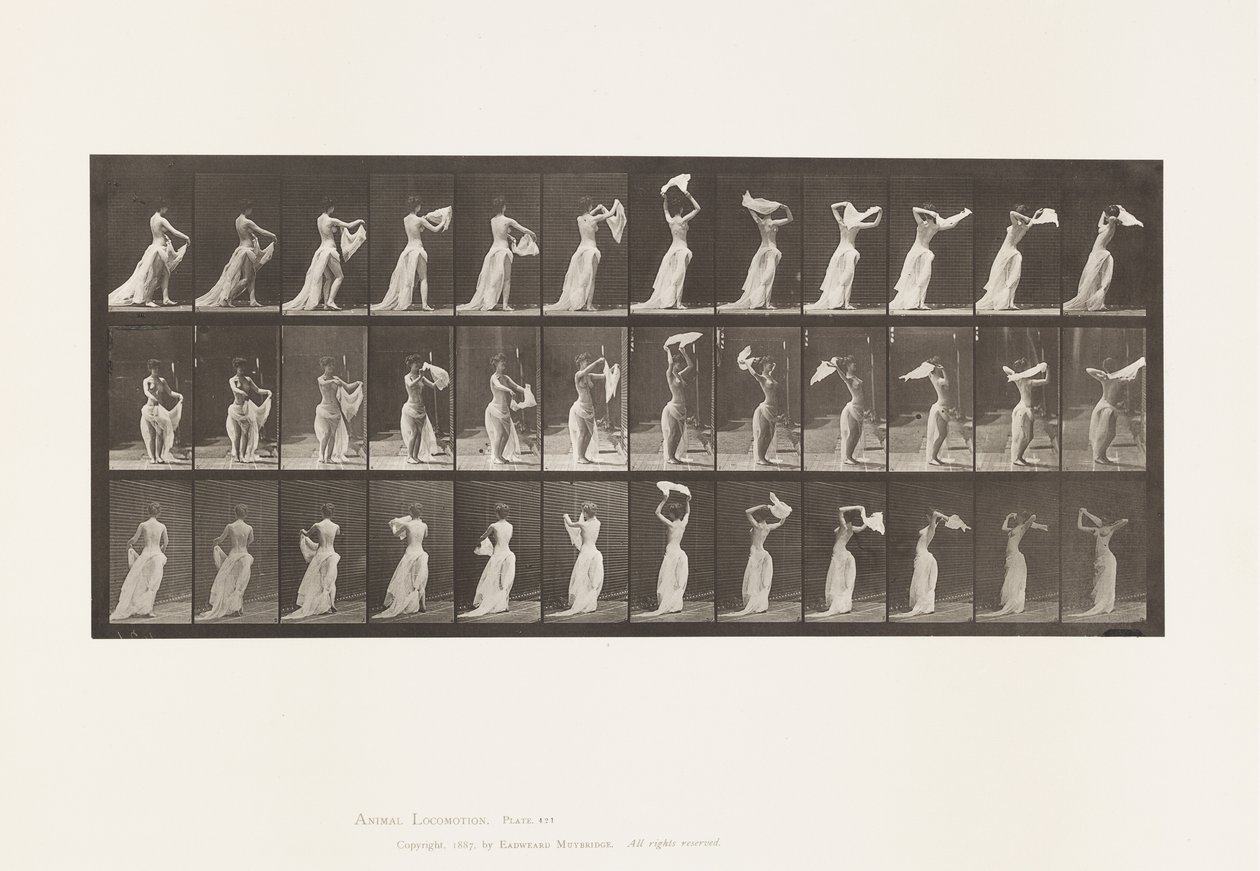 Piatto 421. Toilette; gettando il fazzoletto intorno alle spalle da Eadweard Muybridge
