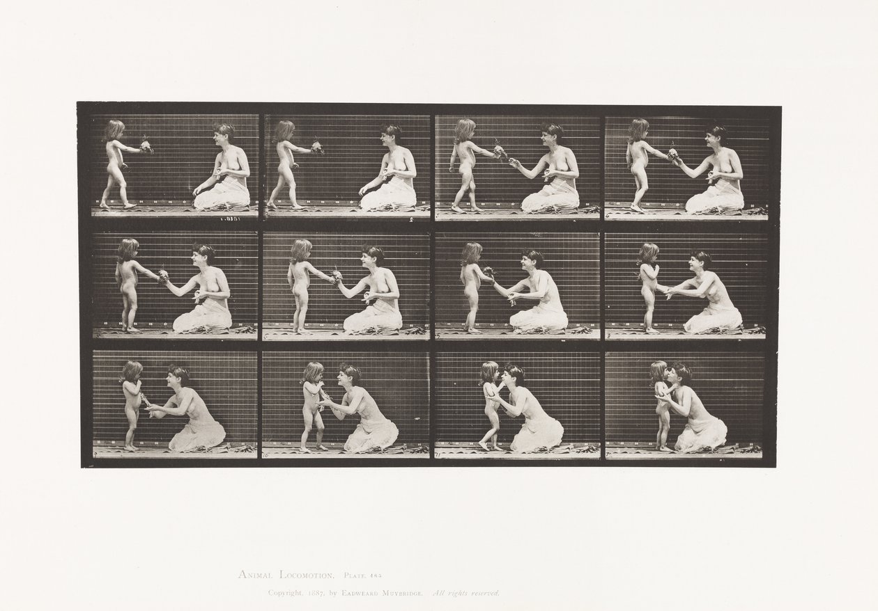 Due modelli, bambino porta un bouquet da Eadweard Muybridge