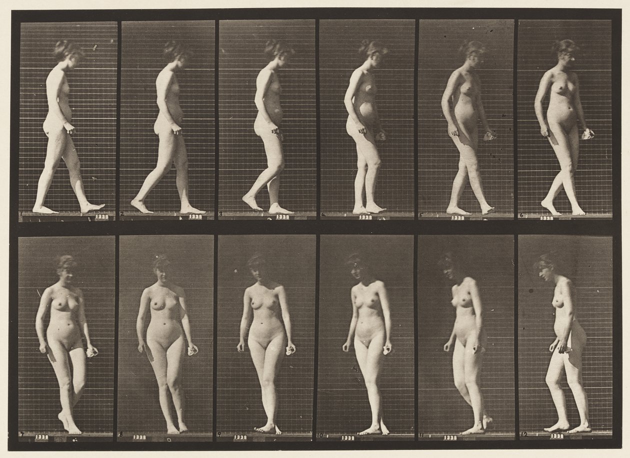 Tavola 47. Camminare e girarsi da Eadweard Muybridge