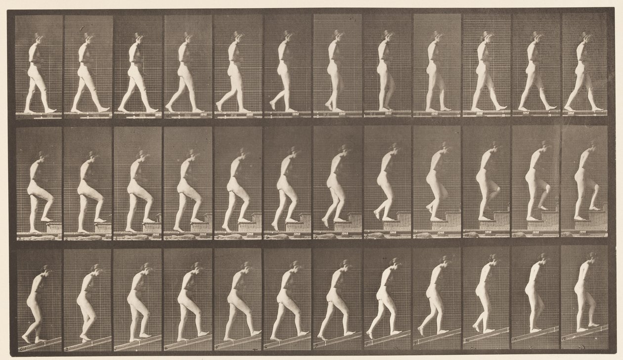 Camminare; Salire le scale; Salire una pendenza da Eadweard Muybridge
