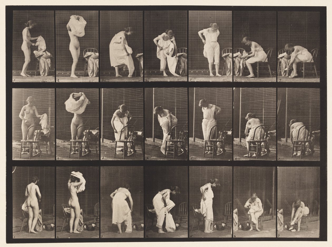 Piatto 493. Fasi varie della toilette, 1872-1885 da Eadweard Muybridge