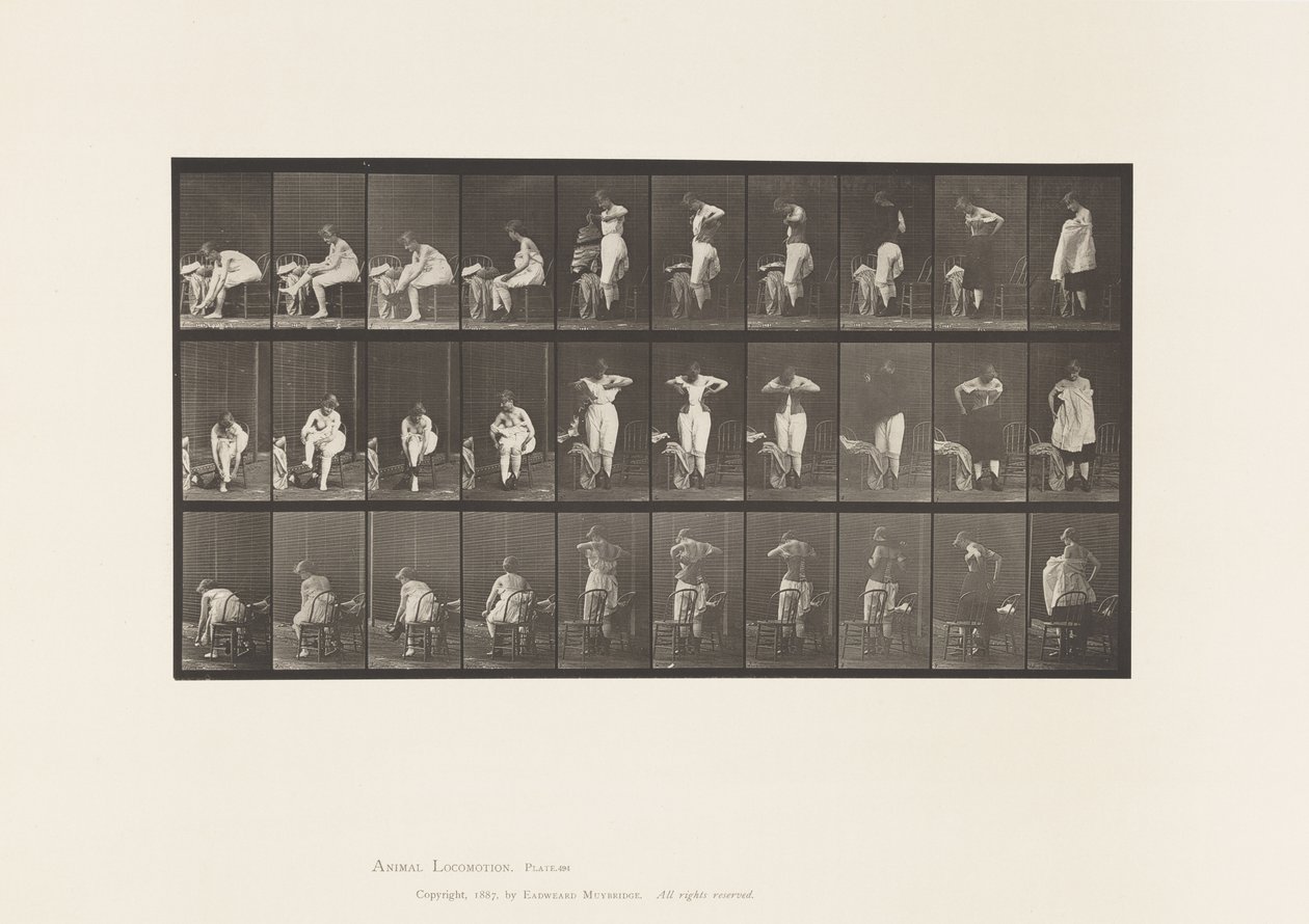 Piastra 494. Fasi varie della toilette da Eadweard Muybridge