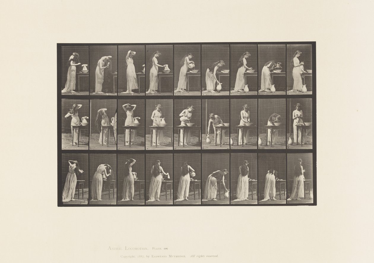 Tavola 496. Fasi varie della toilette, 1885 da Eadweard Muybridge