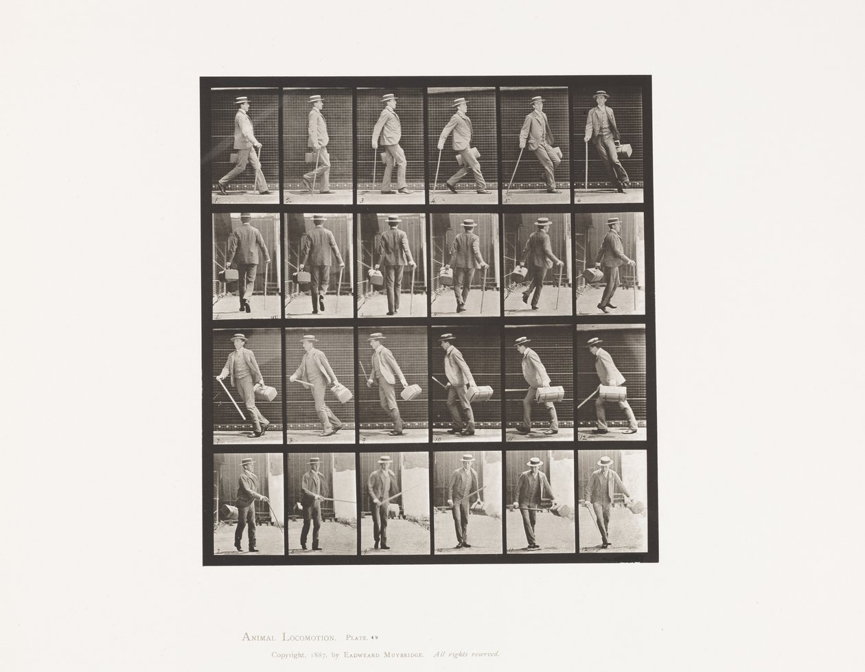 Tavola 49. Camminare e girarsi rapidamente da Eadweard Muybridge