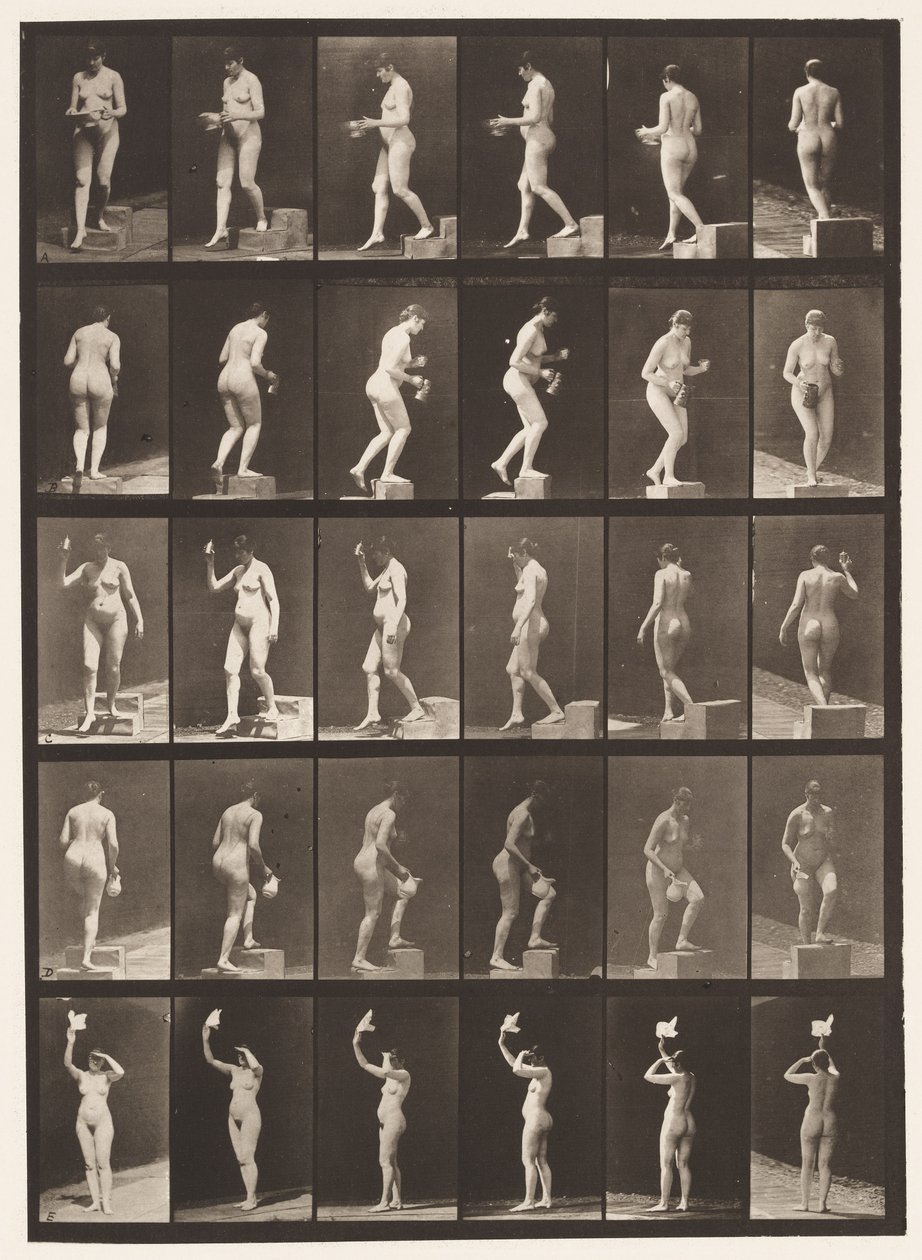 A, Scendere un gradino; B, Salire un gradino da Eadweard Muybridge