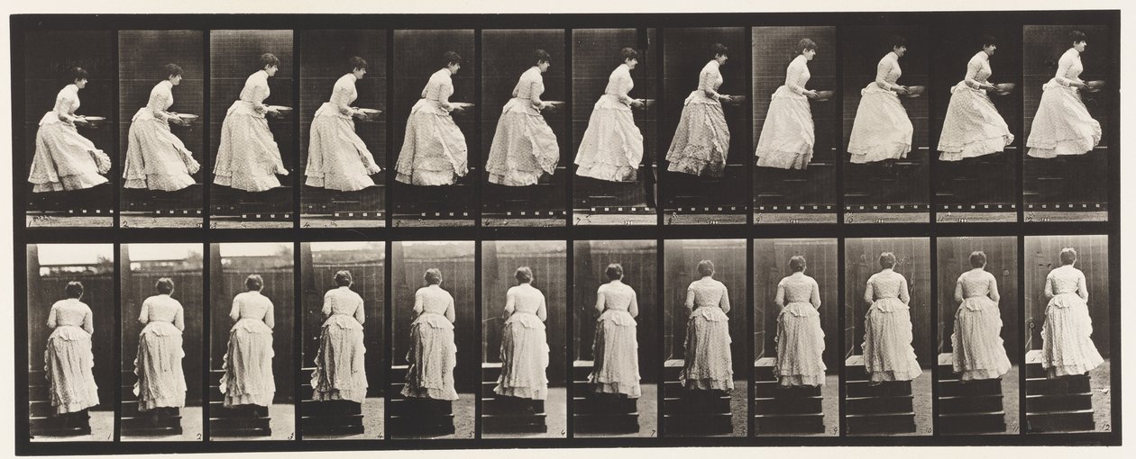 Tavola 95. Salire le scale, un bacino in mano, 1885 da Eadweard Muybridge