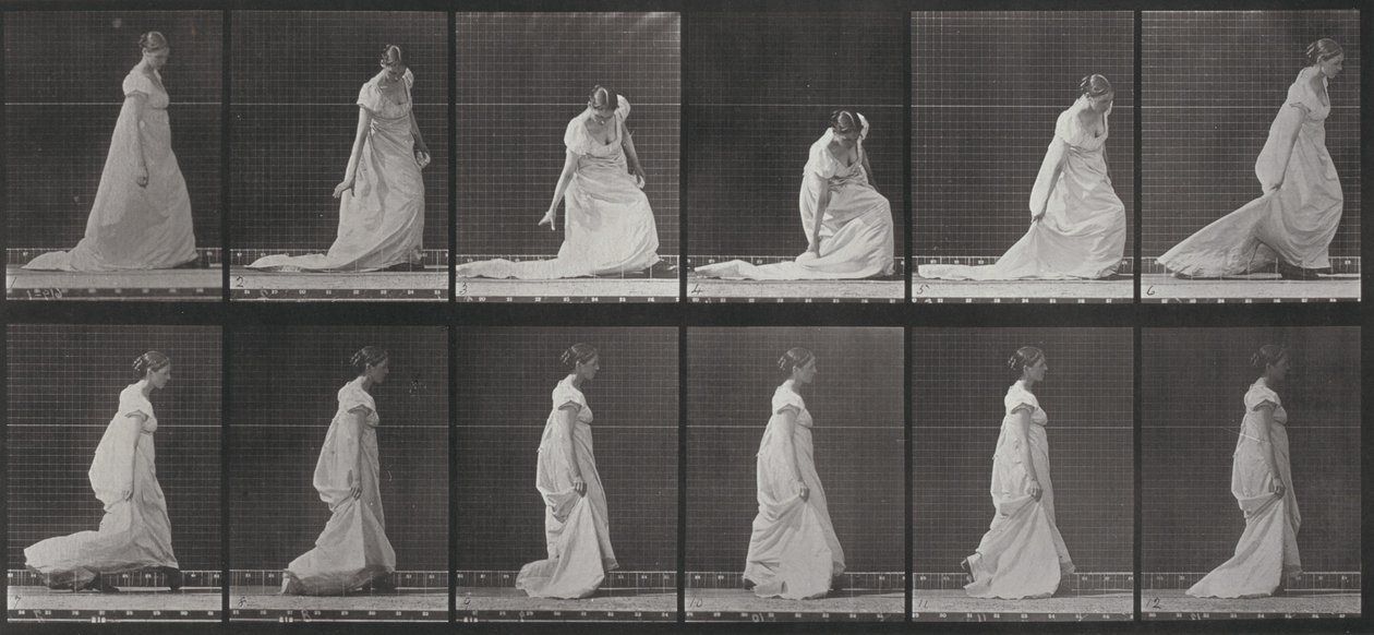 Tavola numero 207. Chinarsi e sollevare lo strascico da Eadweard Muybridge