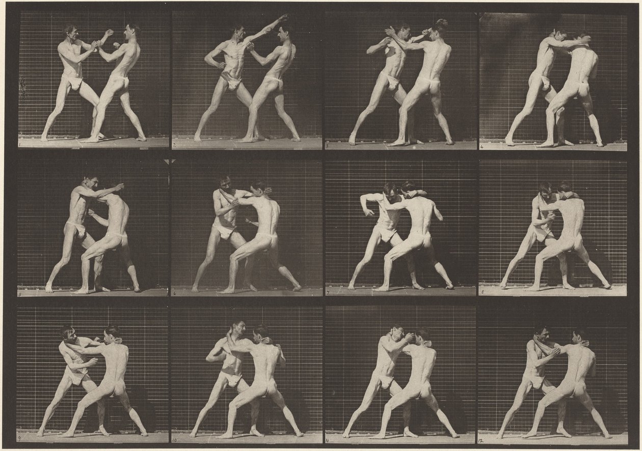 Numero di lastra 340. Pugilato, mano aperta (scarpe),1887 (foto) da Eadweard Muybridge