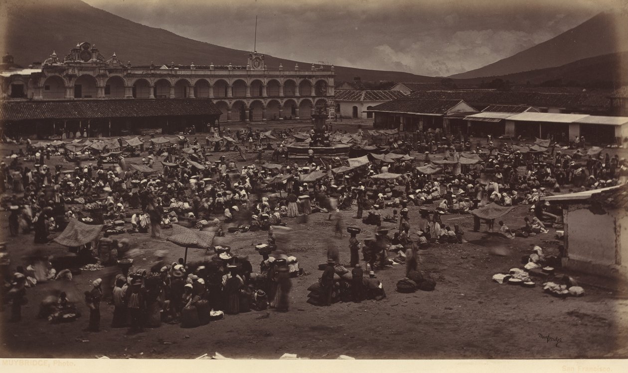 Plaza e Palazzo del Viceré-Antigua de Guatemala, 1877 (foto) da Eadweard Muybridge
