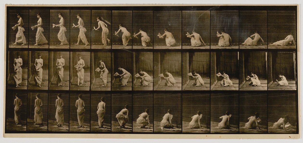 Donna che si alza da una posizione seduta a terra, dal libro Animal Locomotion da Eadweard Muybridge