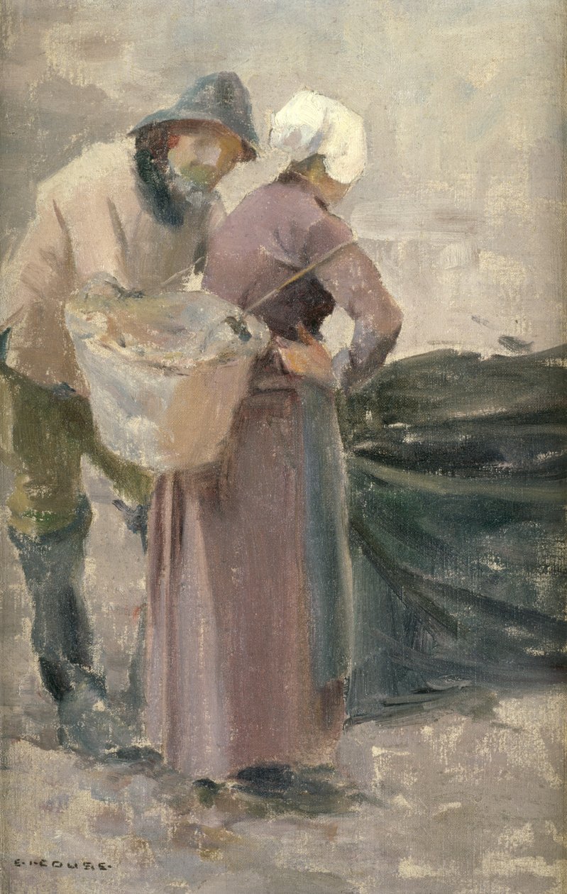 La Casalinga che Guarda la Pesca del Pescatore da Eanger Irving Couse
