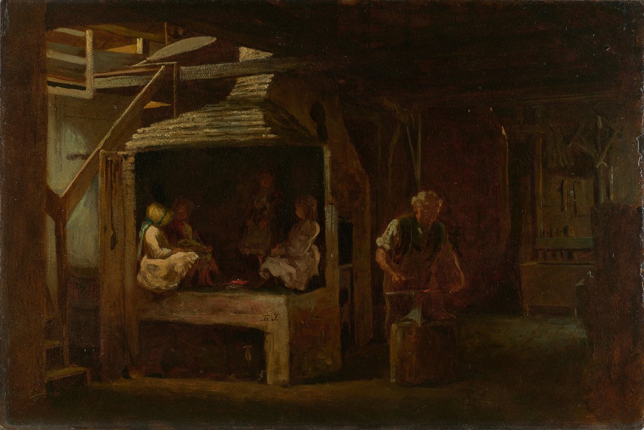 La bottega del fabbro da Eastman Johnson