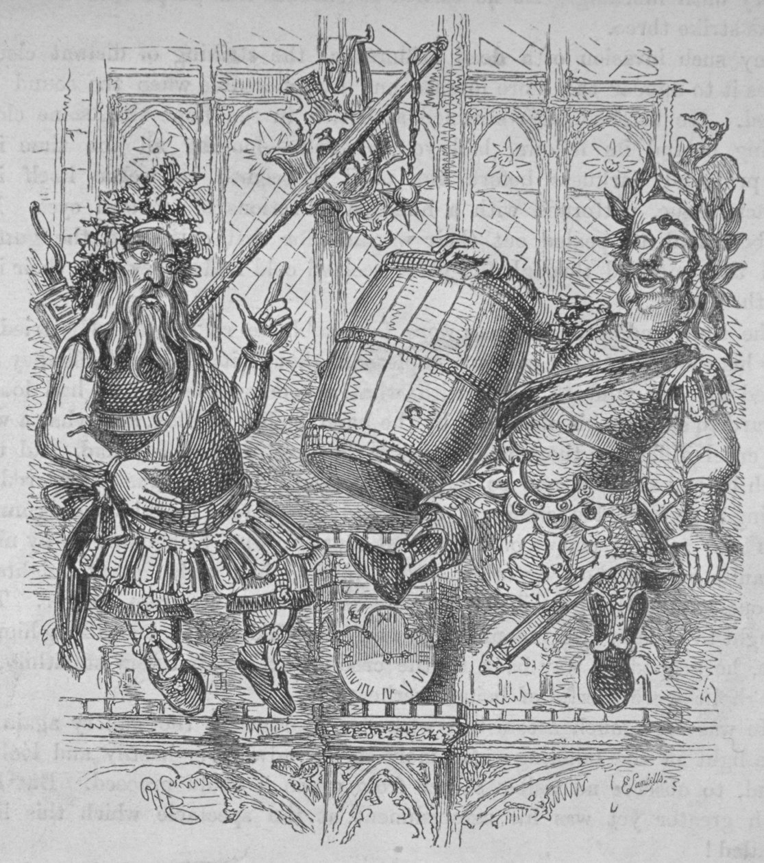 Gog e Magog con una botte da Ebenezer Landells