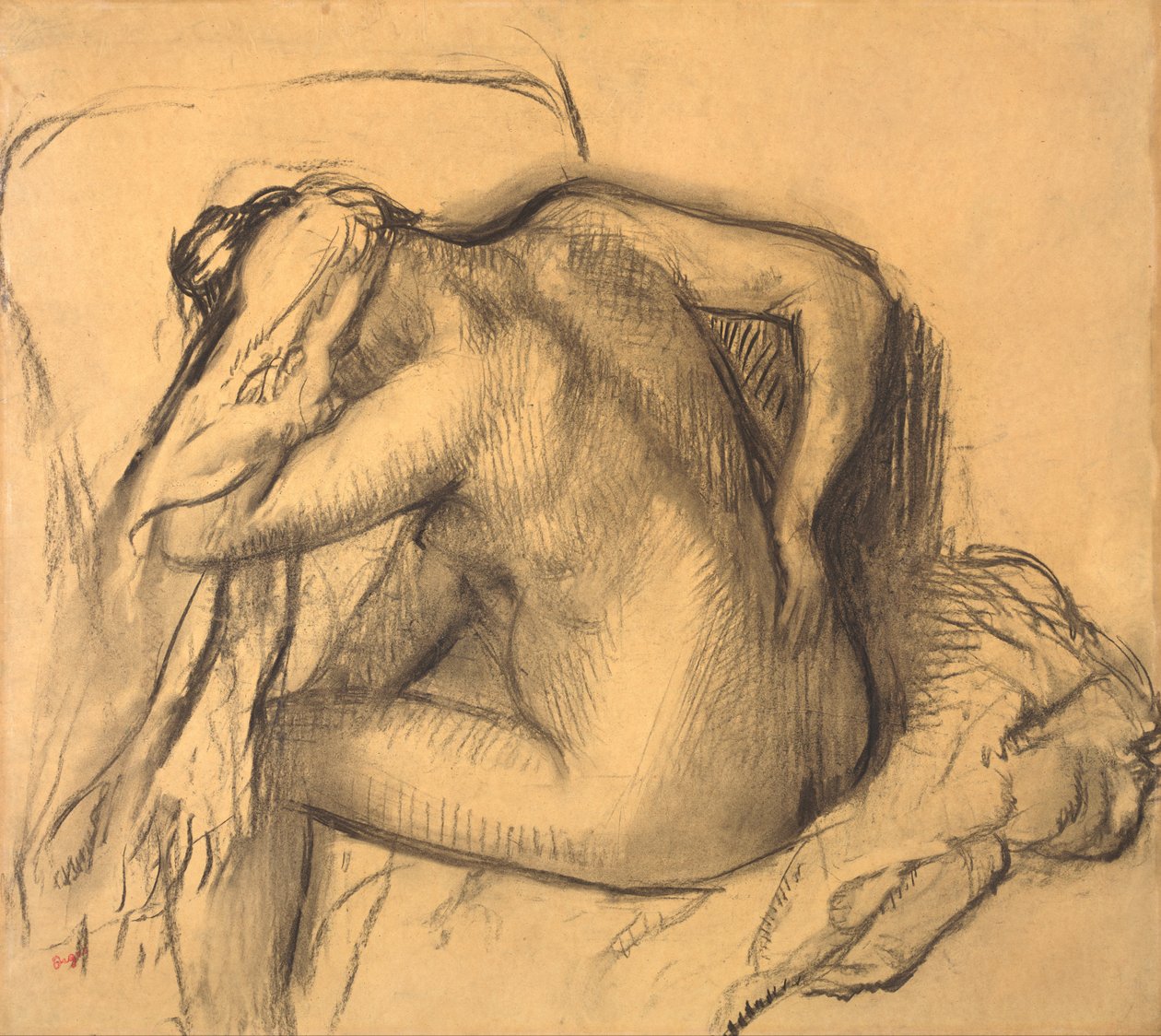 Dopo il bagno, donna che si asciuga i capelli da Edgar Degas