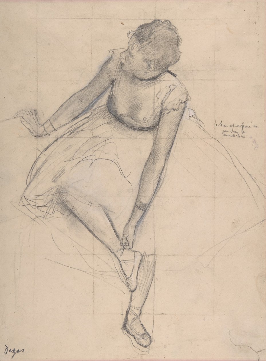 Ballerina che aggiusta la sua pantofola da Edgar Degas