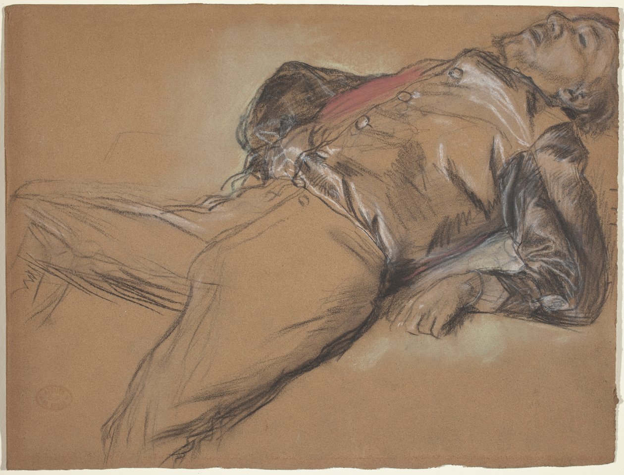 Fantino caduto (studio per Scena dalla corsa a ostacoli: il fantino caduto) da Edgar Degas